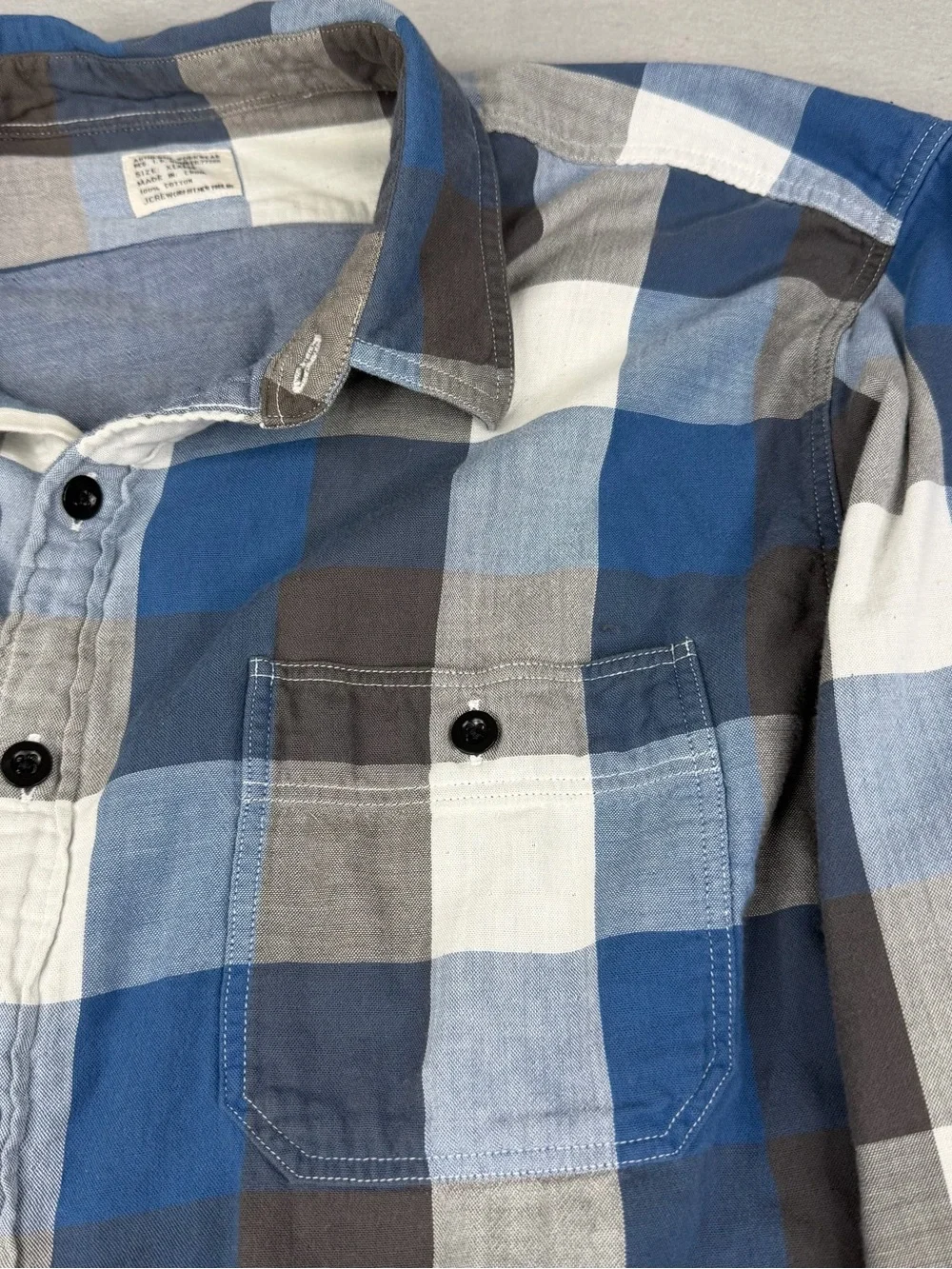 J.Crew Authentic Workwear Plaid Shirt Mens XL Blue Gray FA10 Utility 30757